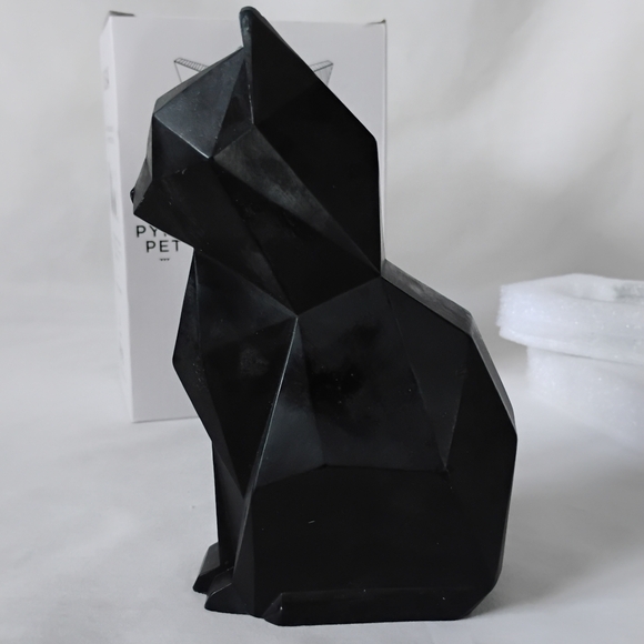 PyroPet Kisa Geometric Unscented Black Cat Candle with Metal Skeleton Halloween - Picture 5 of 16